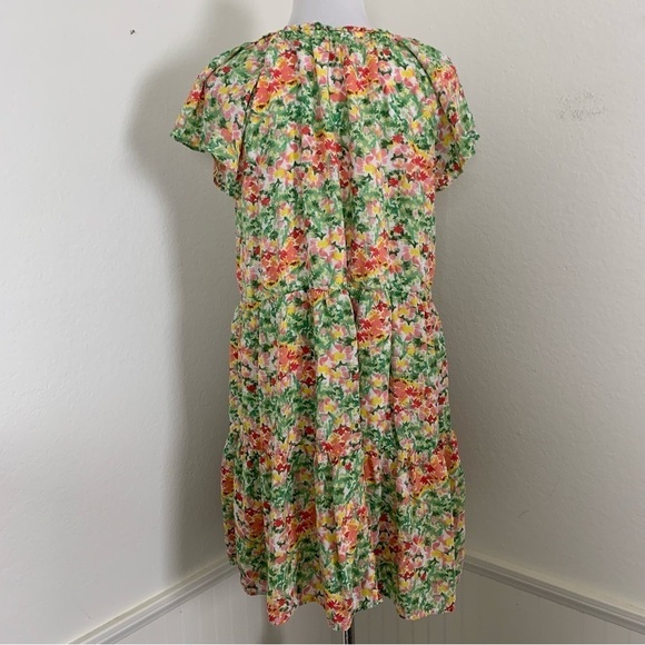 Loft Floral Tiered Peasant Swiss Dot Dress Women’s M Modal Sundress Watercolor - Picture 7 of 17